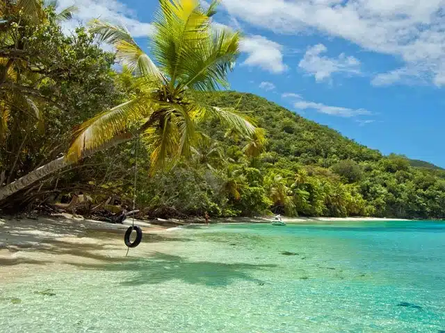 A hidden gem on St. John's North Shore, offers a peaceful escape with its rich history, crystal-clear waters, and tranquil atmosphere, perfect for relaxation and snorkeling.